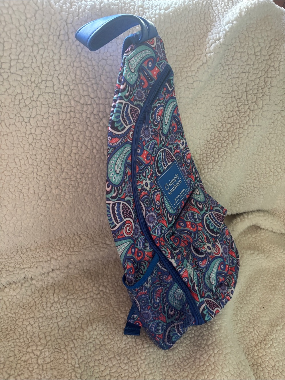 Simply Southern Paisley Sling Bag - Blue/Teal/Coral - Picture 3 of 5